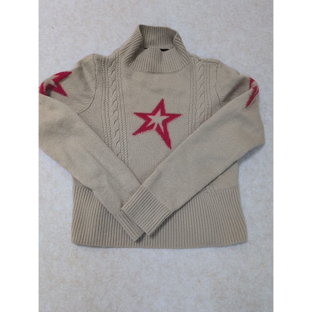Perfect Moment Merino Wool Star Cable Knit Cropped Base Layer Sweater Size M